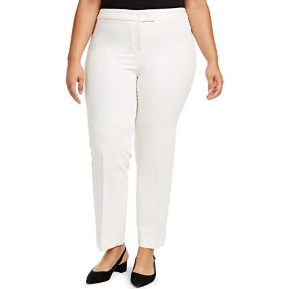 Anne Klein Women's Plus Slim Pants, Anne White, 16 US